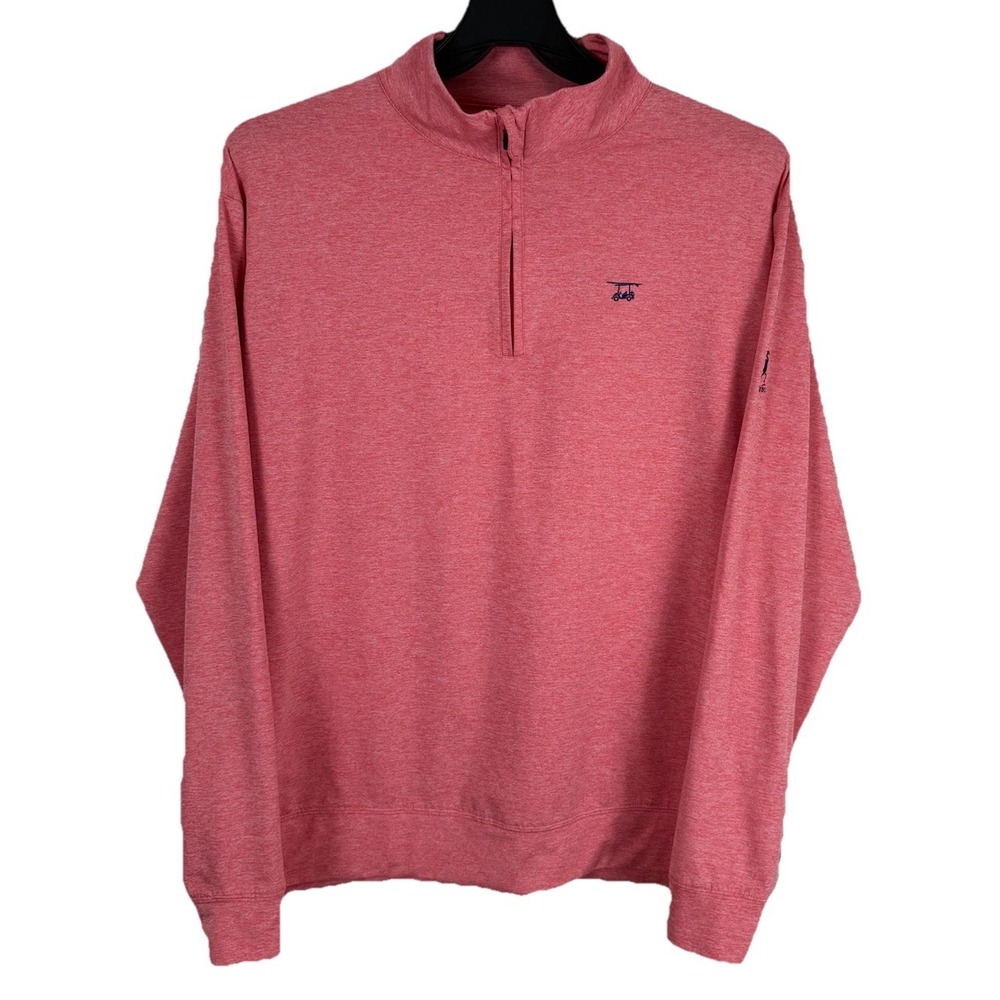 Bald Head Blues 1/4 Zip Long Sleeve Pullover Men L Coral Comfort Dry Performance